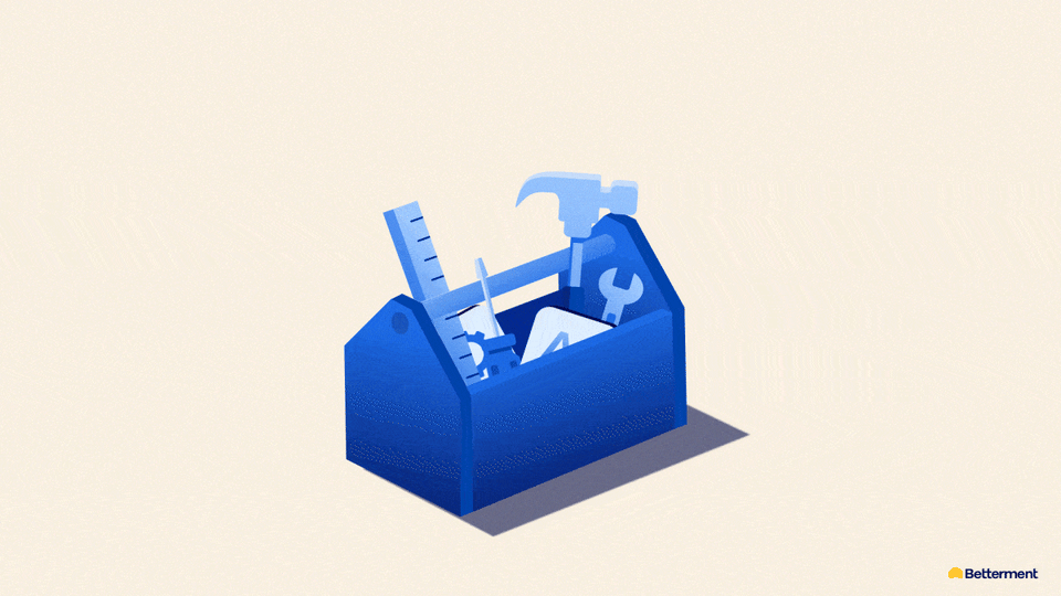 An animation of an illustrated toolbox with traditional and AI tools.